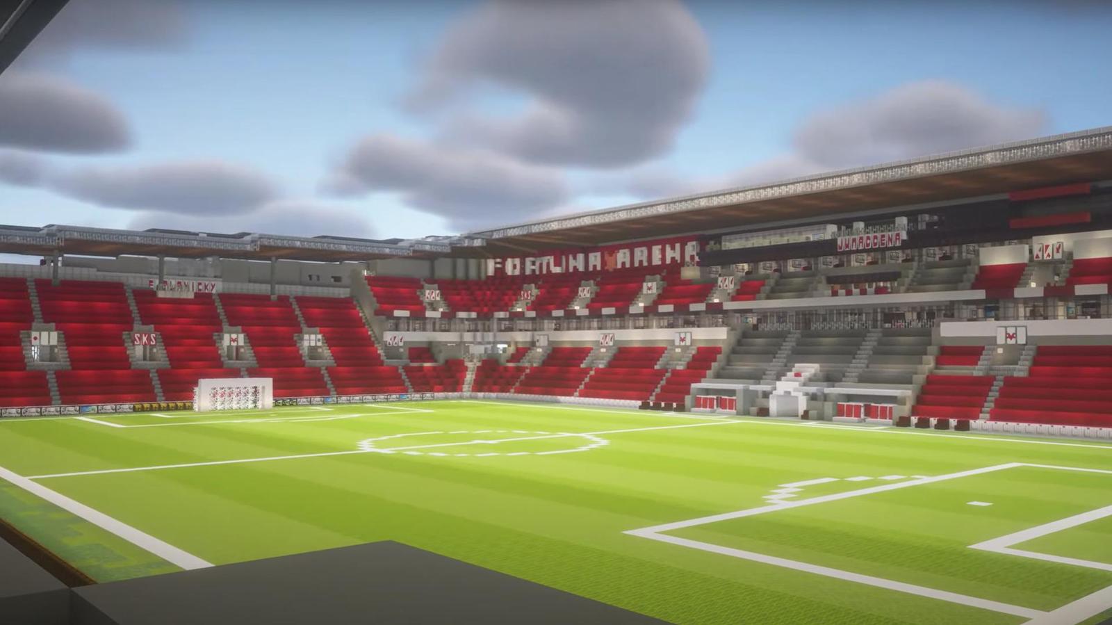 13letý fanoušek vytvořil věrnou repliku stadionu Slavie v Minecraftu