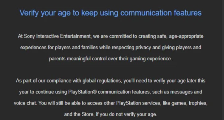 Nová hláška vyžadující ověření věku